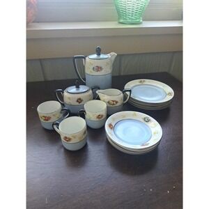 Antique Handpainted Noritake Espresso Latte 13 Piece Floral Coffee Tea Set READ